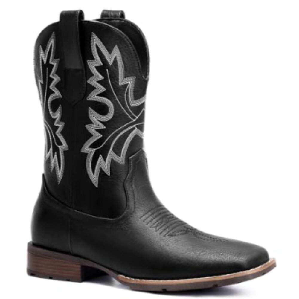 Men’s Western Cowboy Boots – Classic Embroidered Square Toe